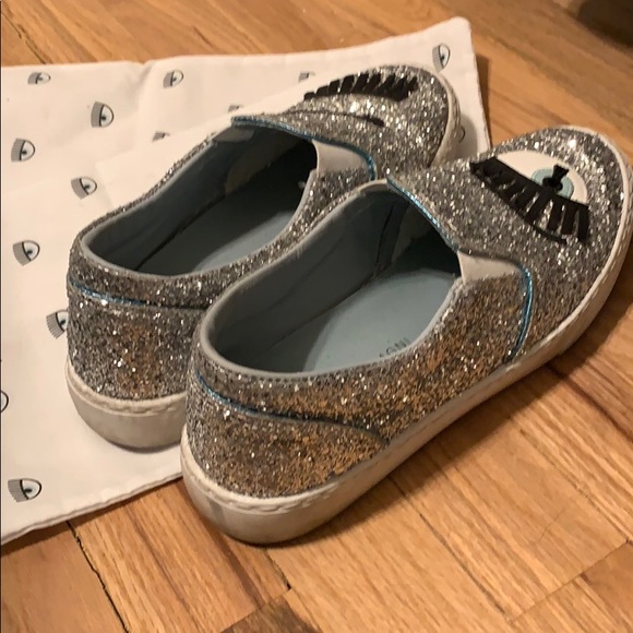 Chiara Ferragni Flirting Italian Leather Flats (4 Colors  Chiara Ferragni “Flirting” Silver Flats